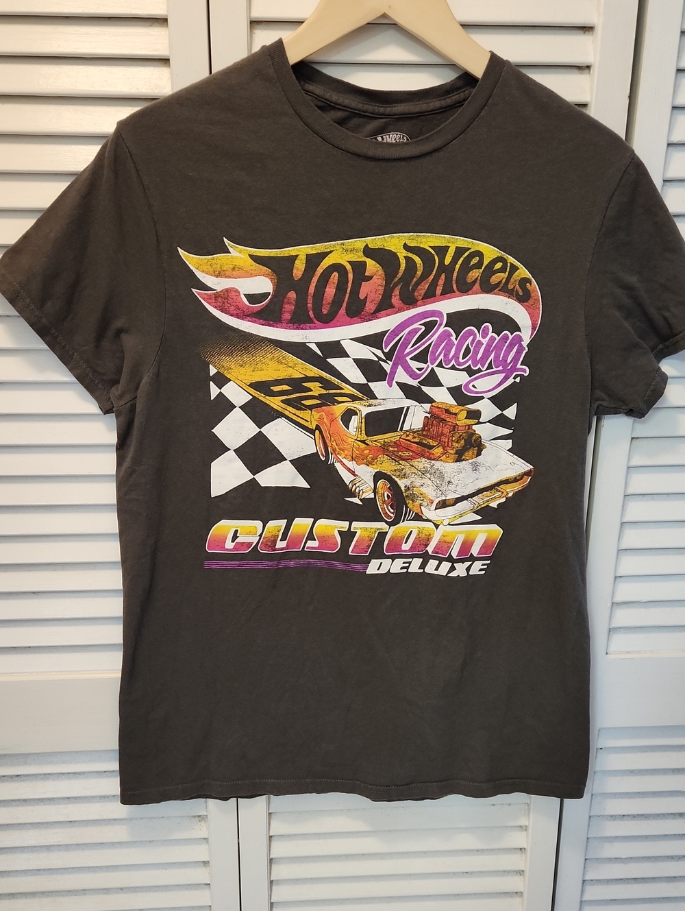 Hot Wheels Racing Graphic Tee - Black with Yellow & Pink Accents